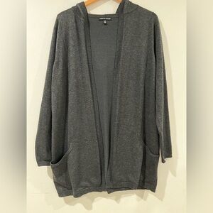 CABLE Y GAUGE mid-length sweater hood open gray Rayon blend XL